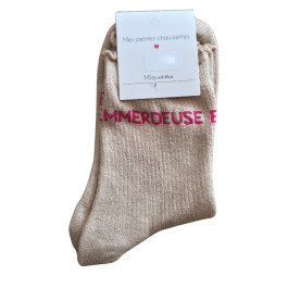 Chaussettes à paillettes EMMERDEUSE-Beige
