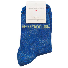Chaussettes à paillettes EMMERDEUSE-Bleu