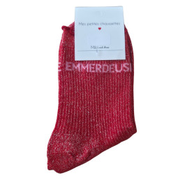 Chaussettes à paillettes EMMERDEUSE-Rouge