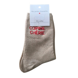 Chaussettes à paillettes COPINE CHERIE-Beige