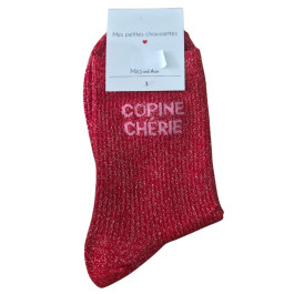 Chaussettes à paillettes COPINE CHERIE-Rouge