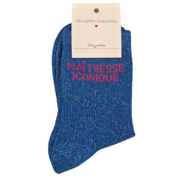 Chaussettes à paillettes MAITRESSE ICONIQUE-Bleu roi