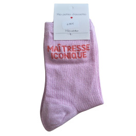 Chaussettes à paillettes MAITRESSE ICONIQUE-Rose