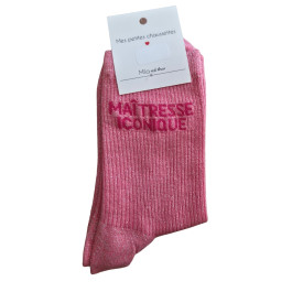Chaussettes à paillettes MAITRESSE ICONIQUE-Rose fuchsia