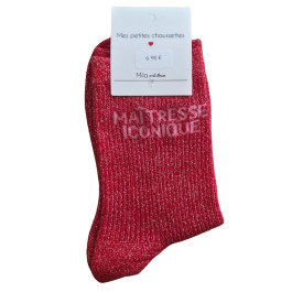 Chaussettes à paillettes MAITRESSE ICONIQUE-Rouge