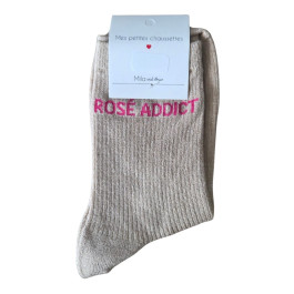 Chaussettes à paillettes ROSE ADDICT-Beige
