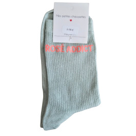 Chaussettes à paillettes ROSE ADDICT-Vert d'eau