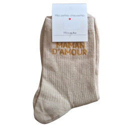 Chaussettes à paillettes MAMAN D'AMOUR-Beige