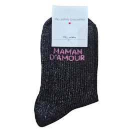 Chaussettes à paillettes MAMAN D'AMOUR-Noir