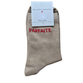 Chaussettes à paillettes PARFAITE-Beige