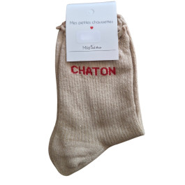 Chaussettes à paillettes CHATON-Beige