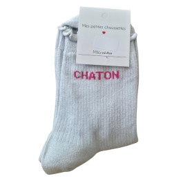 Chaussettes à paillettes CHATON-Blanc