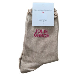 Chaussettes à paillettes JOLIE GARCE-Beige