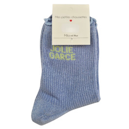 Chaussettes à paillettes JOLIE GARCE-Bleu indigo
