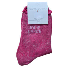 Chaussettes à paillettes JOLIE GARCE-Rose fuchsia