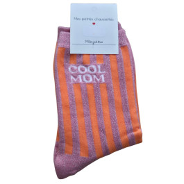 Chaussettes rayées à paillettes COOL MOM -Orange