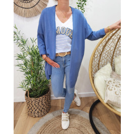Gilet long uni-Bleu