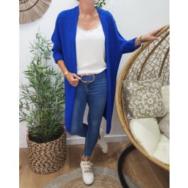 Gilet long femme uni-Bleu roi