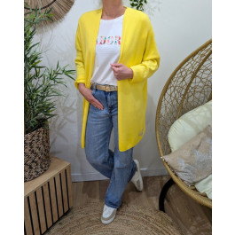 Gilet long femme uni-Jaune