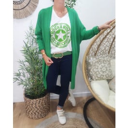 Gilet long uni-Vert