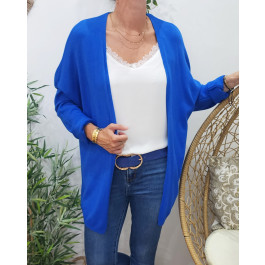 Gilet mi-long petite etoile relief-Bleu roi