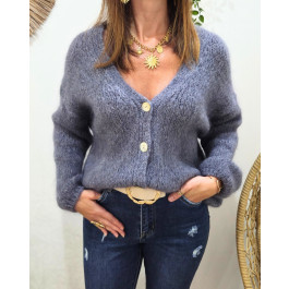 Gilet femme boutons nacrés Begonia-Gris