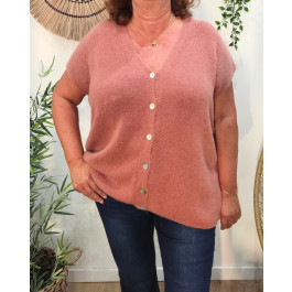 Gilet femme sans manche boutons nacrés Tahlia-Rose