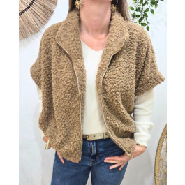 Gilet femme sans manche zippé Hestia-Camel clair