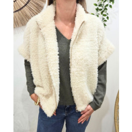 Gilet femme sans manche zippé Hestia-Ecru