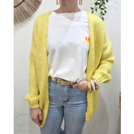 Gilet grosse maille femme Melora-Jaune