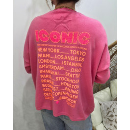 Gilet mi-long femme petite etoile relief Iconic-Rose