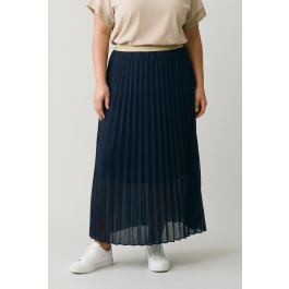 Jupe longue plissée femme grande taille élastique doré pailleté-Bleu marine