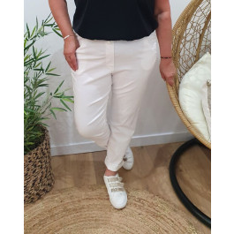 Pantalon fluide uni-Blanc