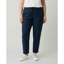 Pantalon femme fluide uni-Bleu marine