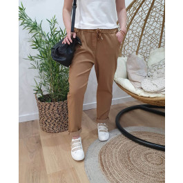 Pantalon fluide uni-Camel