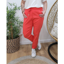 Pantalon femme fluide uni-Corail