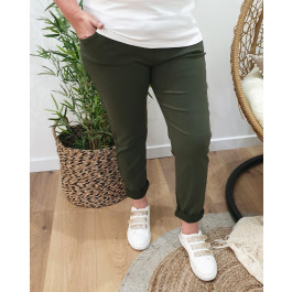 Pantalon femme fluide uni-Kaki
