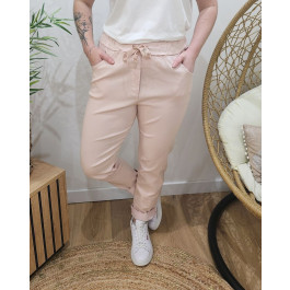 Pantalon femme fluide uni-Rose
