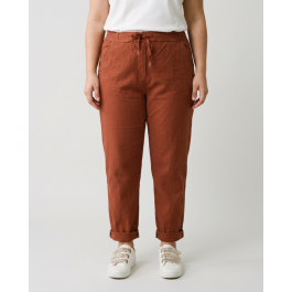 Pantalon femme fluide uni-Terracota