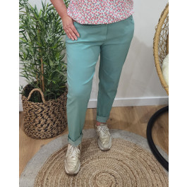 Pantalon femme fluide uni-Vert agate