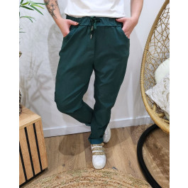 Pantalon femme fluide uni-Vert bouteille