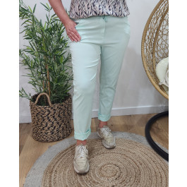 Pantalon femme fluide uni-Vert d'eau