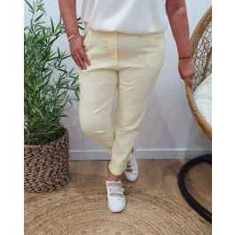 Pantalon fluide uni-Jaune