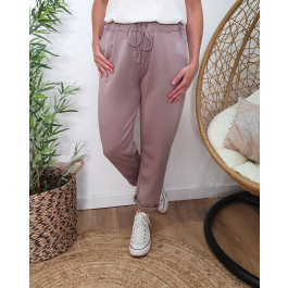 Pantalon femme élastiqué Taglia-Taupe foncé