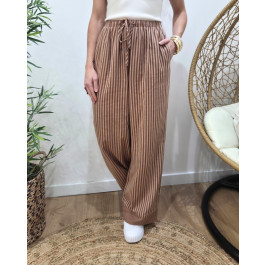Pantalon femme rayé Ginger-Camel