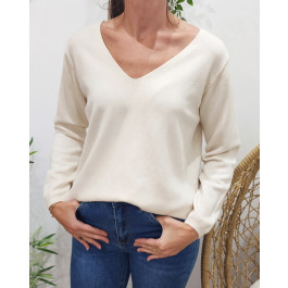 Pull femme uni-Beige
