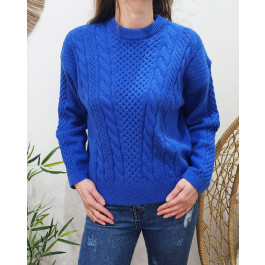 Pull femme col rond Jill-Bleu roi