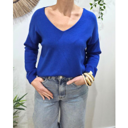 Pull femme uni Amarys-Bleu roi