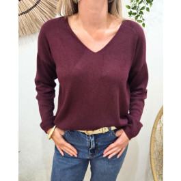 Pull femme uni Amarys-Rouge bordeaux