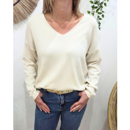 Pull femme uni Amarys-Ecru